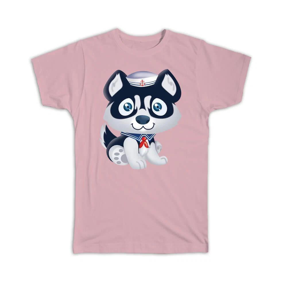 Gift T-Shirt : Siberian Husky Sailor Dog Pet Puppy Maritime Captain Baby Boat 4XL