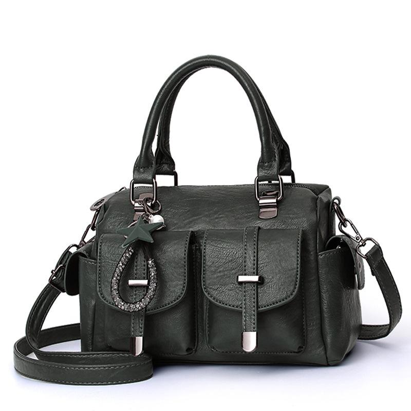 New Solid Color Tassel Women Bag,Large Capacity Soft Leather Shoulder Crossbody Bag