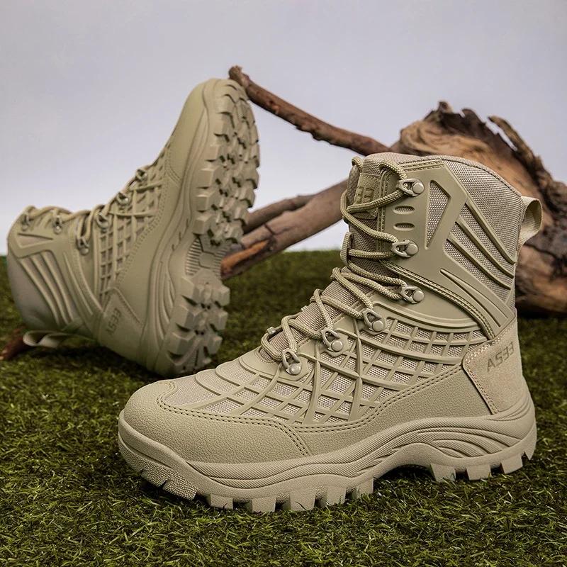 Brand Desert Tactical Mens Boots Wear-resisting Army Boots Men Waterproof Outdoor Hiking Men Combat Ankle Boots Big Size 39-47