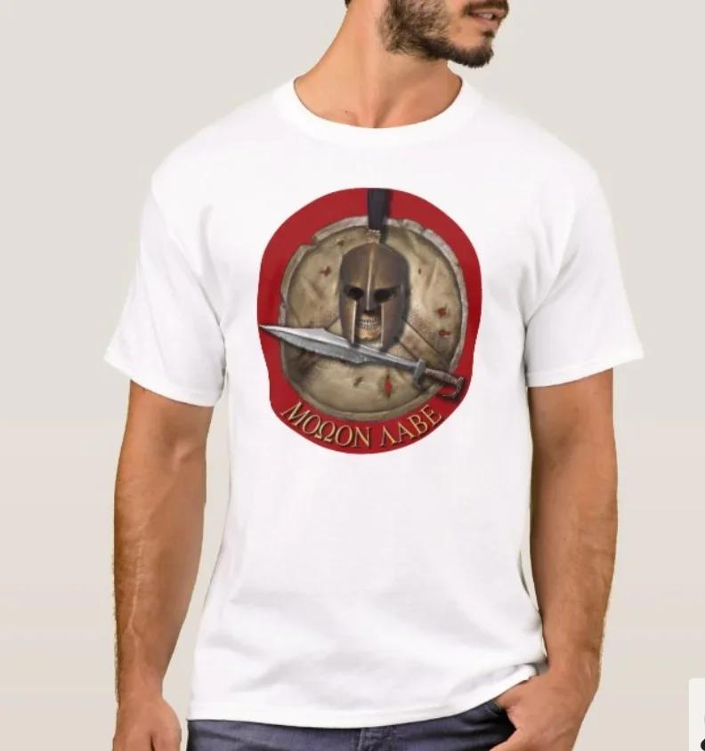 Spartan Helmet Shield Sword Molon Labe TShirt Summer Cotton Short Sleeve ONeck Mens T Shirt New S3XL S