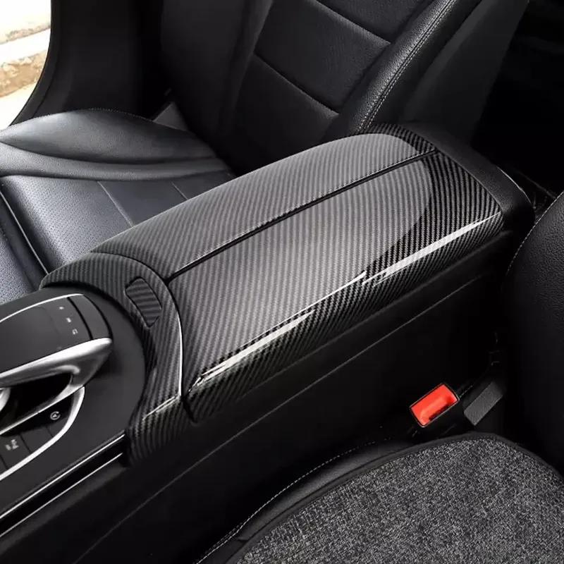 Reposabrazos central de fibra de carbono para coche, 4 unidades, cubierta de botón de interruptor, accesorios interiores para Mercedes Benz E GLC C clase W205