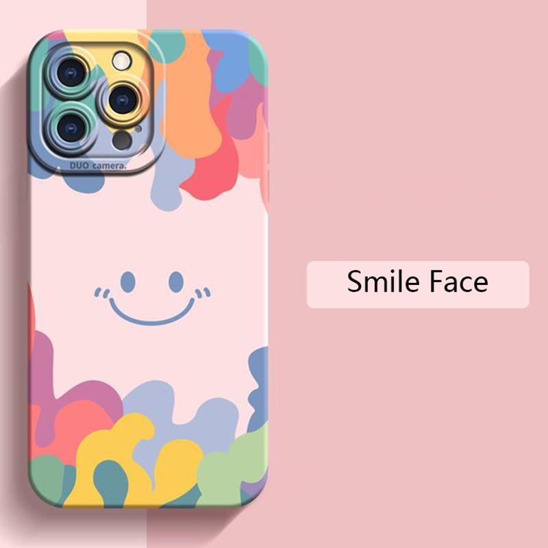 Luxury Ice Cream Smile Face Case For iPhone 17 16 15 14 13 12 11 Pro Max 16 Plus 17 Air 16E Shockproof Candy Soft Silicone Cover