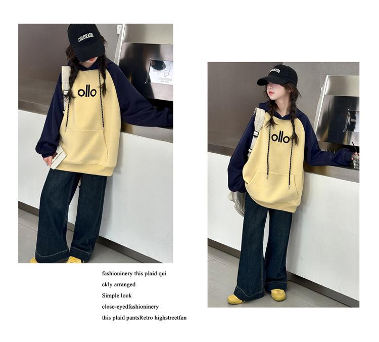2025 Girls' Casual Hooded Sweatshirt and Pants Set for Middle School Students - Trendy Autumn Style