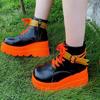 Martin shoes new European and American bright leather lace-up platform short boots women's large size women's boots