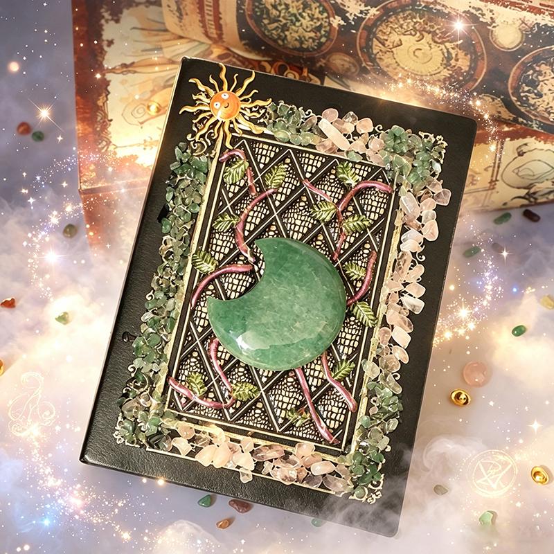 Natural High Quality Crystal  Magic Book Love Moon Crystal Decorative Notebook
