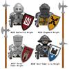 MOC Medieval Military Castle Tower Knights Figures Building Blocks Soldiers Shields Armor Vest Sword Spear Axe Bricks Toys