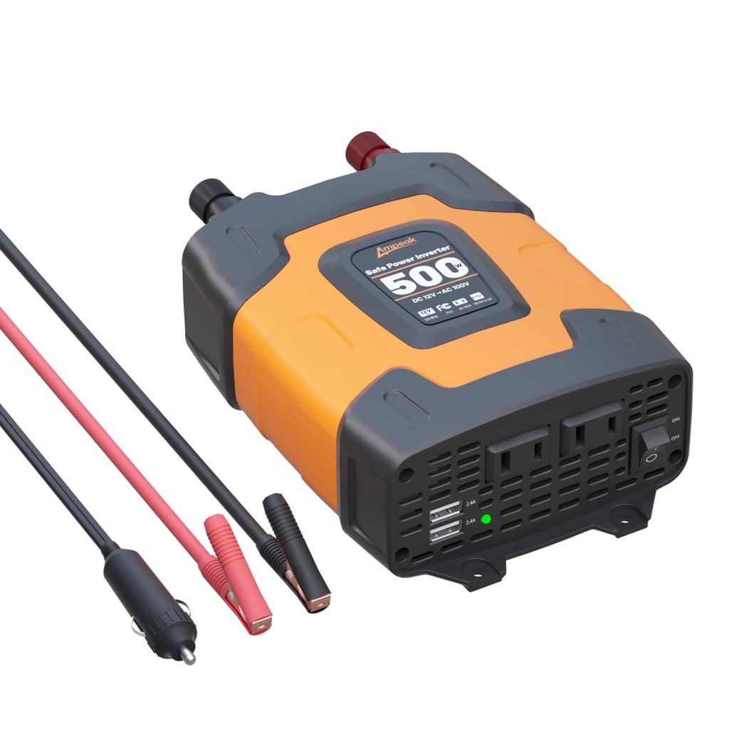 500W Car Inverter with Cigarette Lighter Converts DC 12V To AC 2 AC Modified Over Conversion for 12V Vehicles Includes Japanese Instruction Manual and