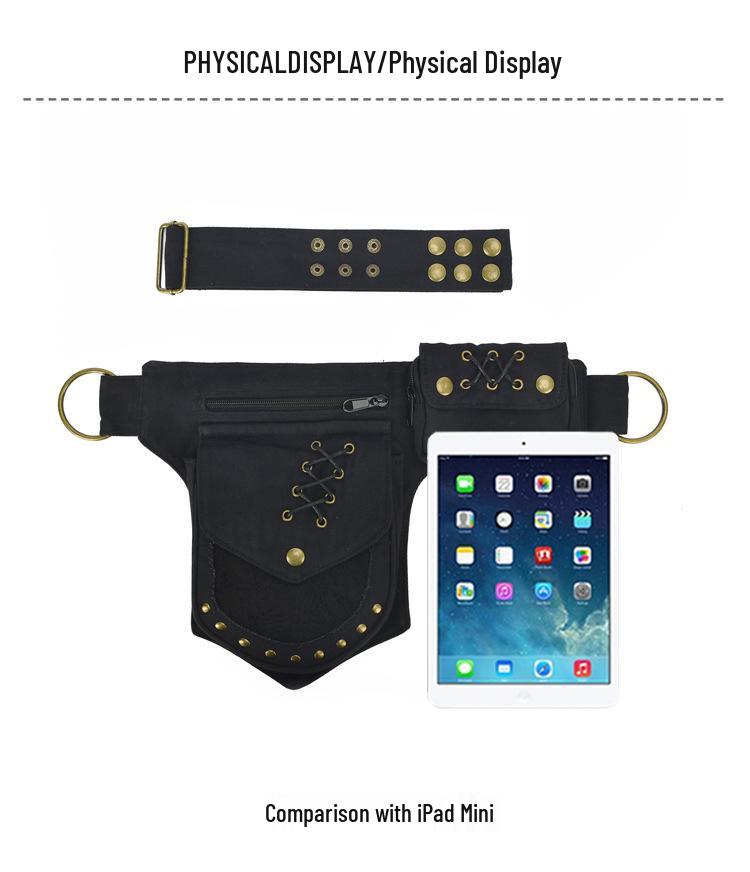 Unisex Retro Rivet Waist Bag: Multi-Functional Crossbody for Outdoor Sports and Phone Storage