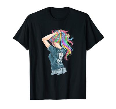 Rock Soul Graphic Designs Cool Rock Roll Music Girls Tees, & T-shirt