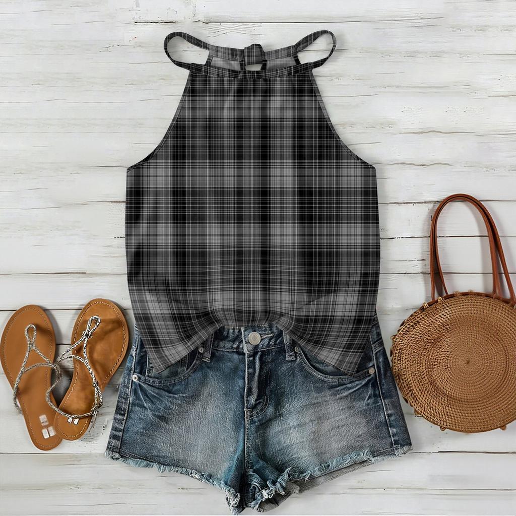 Damen ärmelloses kariertes Tanktop im Bohemian-Stil, leichte lässige Sommerbluse mit verstellbaren Trägern und lockerer Passform