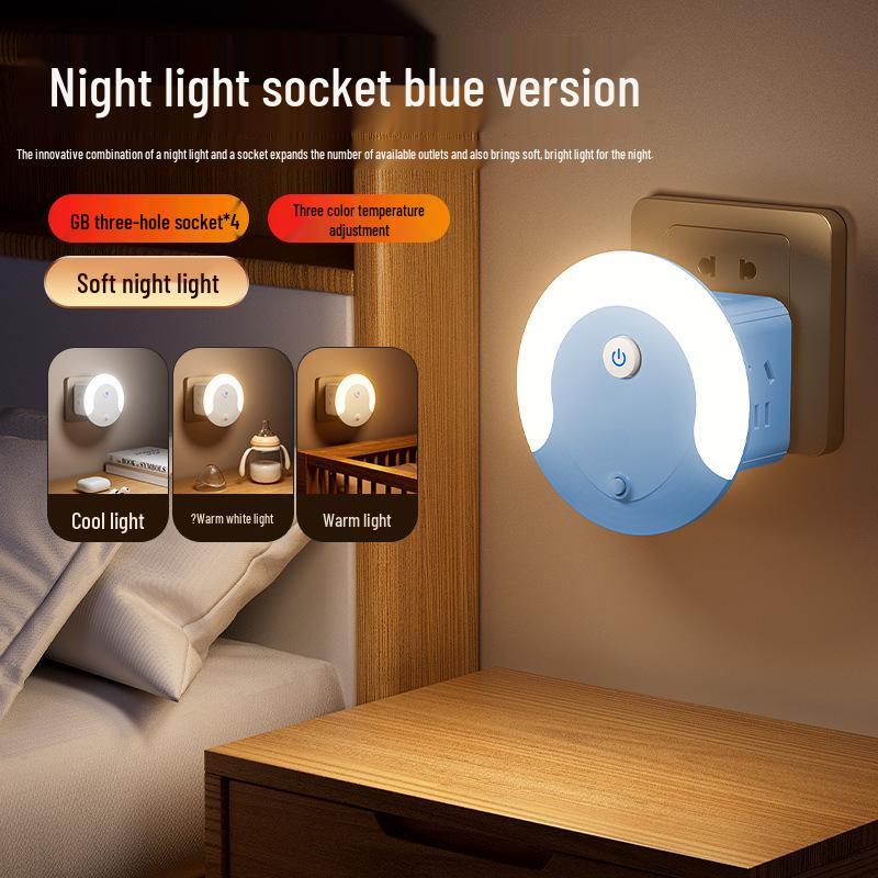 Multifunktionaler USB Smart Voice Cube: Kabelloses Nachtlicht & Steckdosenleiste für Zuhause oder Büro