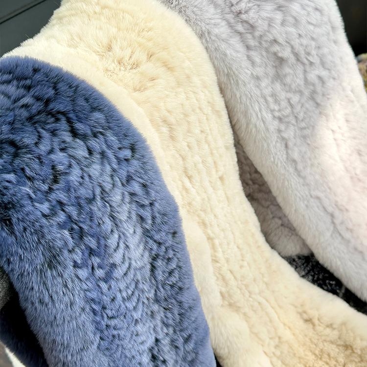 Imported Korean version of real Rex rabbit fur scarf simple long woven Mao Mao scarf warm double-sided thickened women