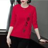 T-shirts souples et solides, col rond, imprimé graphique, pulls décontractés, vêtements pour femmes, automne-hiver, bureau simple