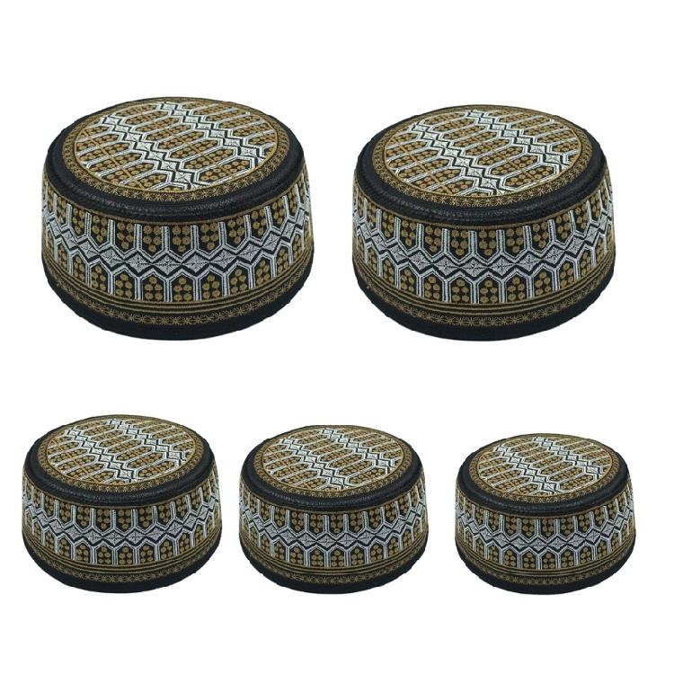Teens Embroidery Islamic Beanies Breathable Protecting Casual Pray Hat for Adult