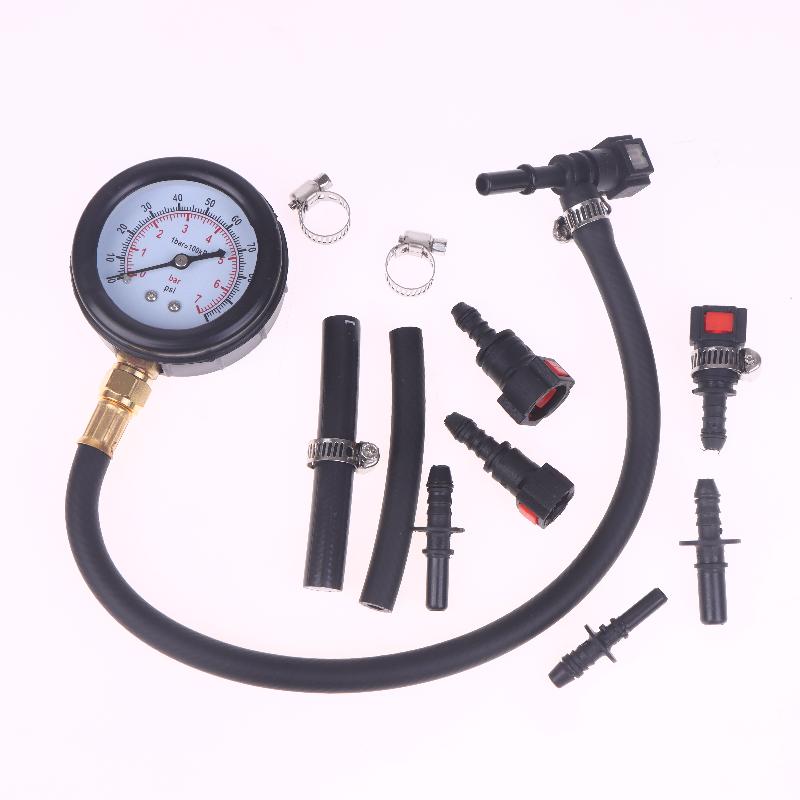 Automobile Fuel System Gasoline Pressure Gauge Motorcycle Car Pressure Tester Tool 0-100Psi 6.3/ 7.89/ 9.49 With Valve