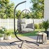 Hanging Egg Chair, Indoor Outdoor Swinging Hammock Chair with Stand, Foldable Basket, Side Pocket, Dark Grey