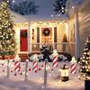 Christmas Yard Sign Outdoor Red White Striped Candle Sign with Stake for Garden Balcony Pathway Walkway Decor