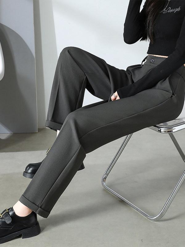 Costume Pantalon Harem Taille Haute pour Femme - Pantalon Cigarette Droit Décontracté Printemps/Été