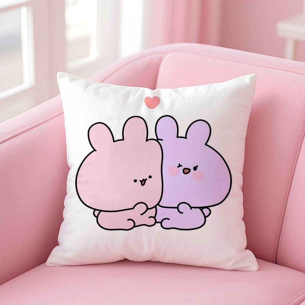 A-Asamimichan Cute Bunny Pillow Case Comfort Sofa Bed Silky Elegant Invisible Zipper Custom Decorative Cushion Cover