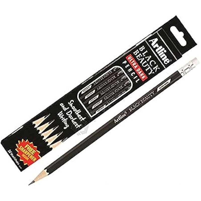

Artline Black Beauty Ultra Dark & Smooth Writing Pencil | Extra Dark | Rubber Tip Pencil | Lightweight With Comfortable 0