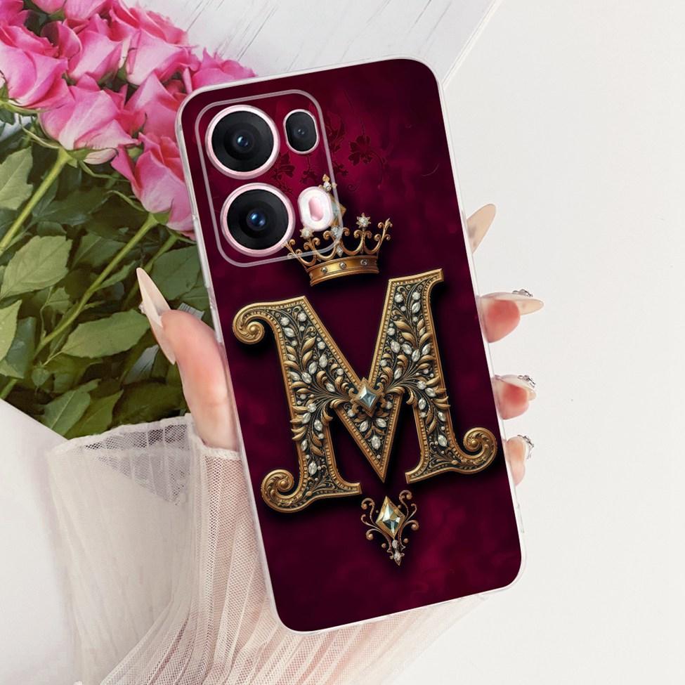 Transparent For Oppo Reno 13Pro CPH2697 PKK110 Cover For Oppo Reno 13 Pro Case Luxury Crown A-Z Letters 2D Flat Pattern