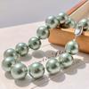 16Mm Vintage Haute Couture Large Grain Turquoise Faux Crystal Pearl Necklace Collarbone Sweater Chain