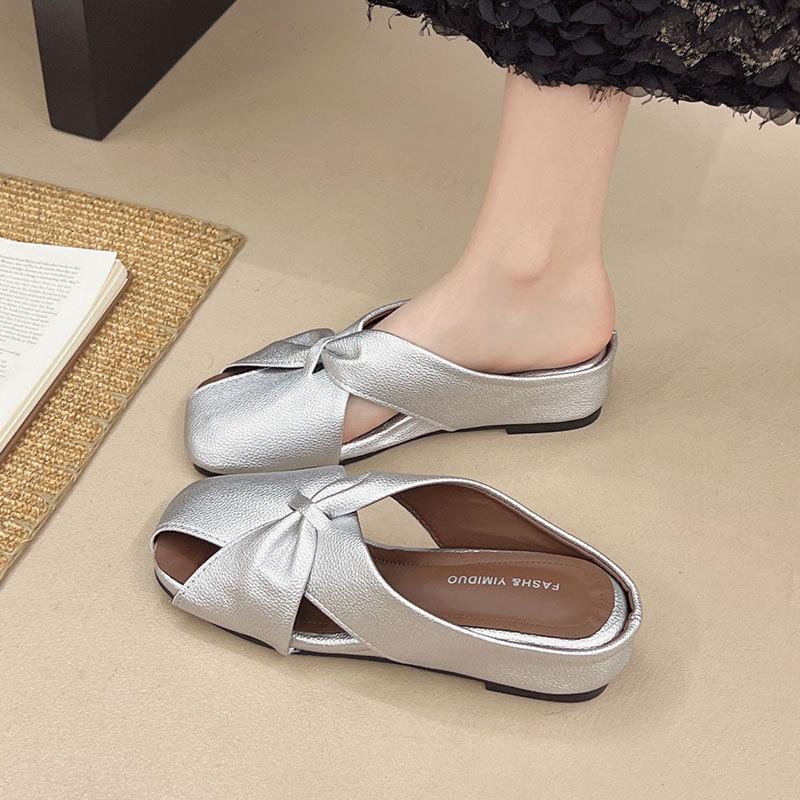 Hollow bag head cool slippers comfortable square head wedge heel women's slippers 2025 summer wear casual Muller slippers women's