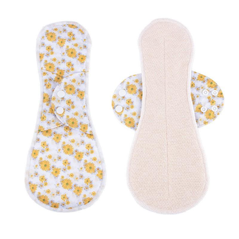 Reusable Washable Cotton Menstrual Pad With Winged Side Tabs Breathable Mesh Top Layer 3 Sizes Light To Heavy Flow