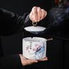 Creative Painted Flower Ceramic Ashtray Dustproof Office Ashtray with Lid Home Cylindrical Ceramic Ashtray Gift Home Decoration