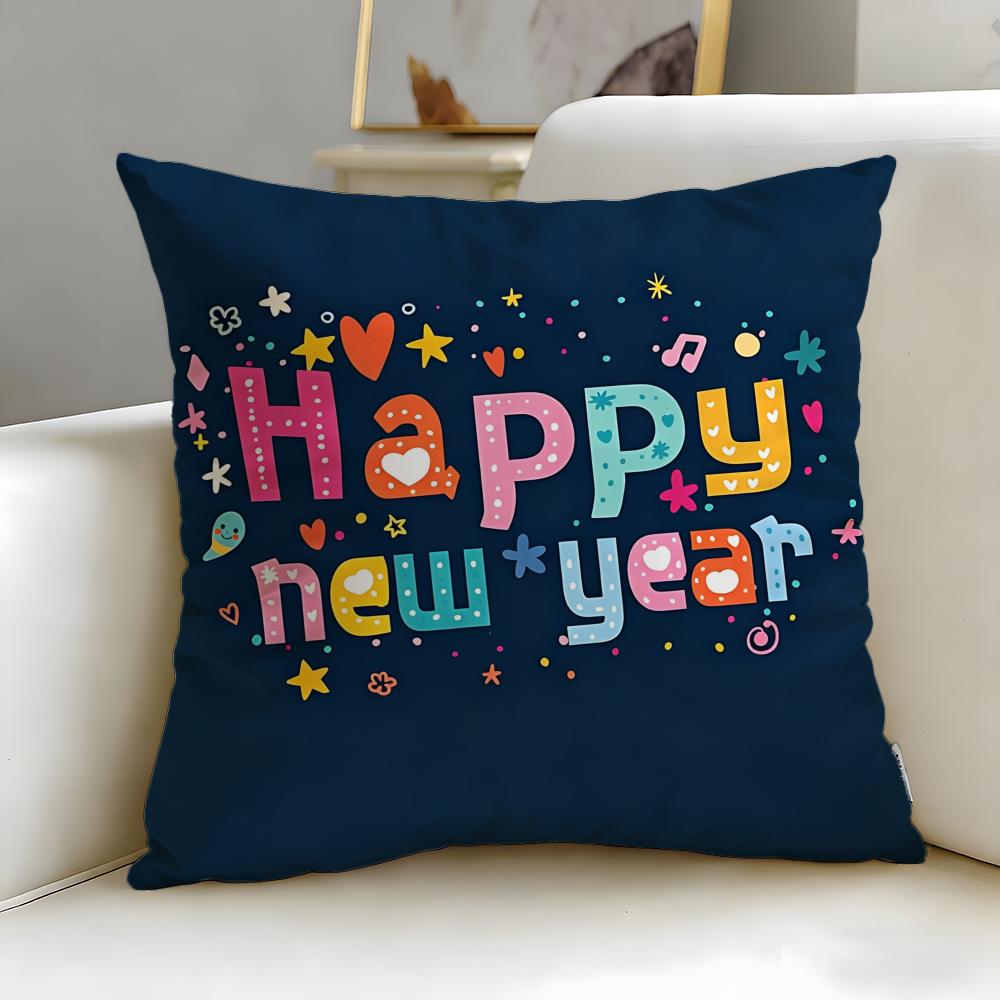 Holiday New Year'S Day Cushion Cover Soft & Easy-Wash Pillow Case – Versatile For Couch, Bed, Travel And Office