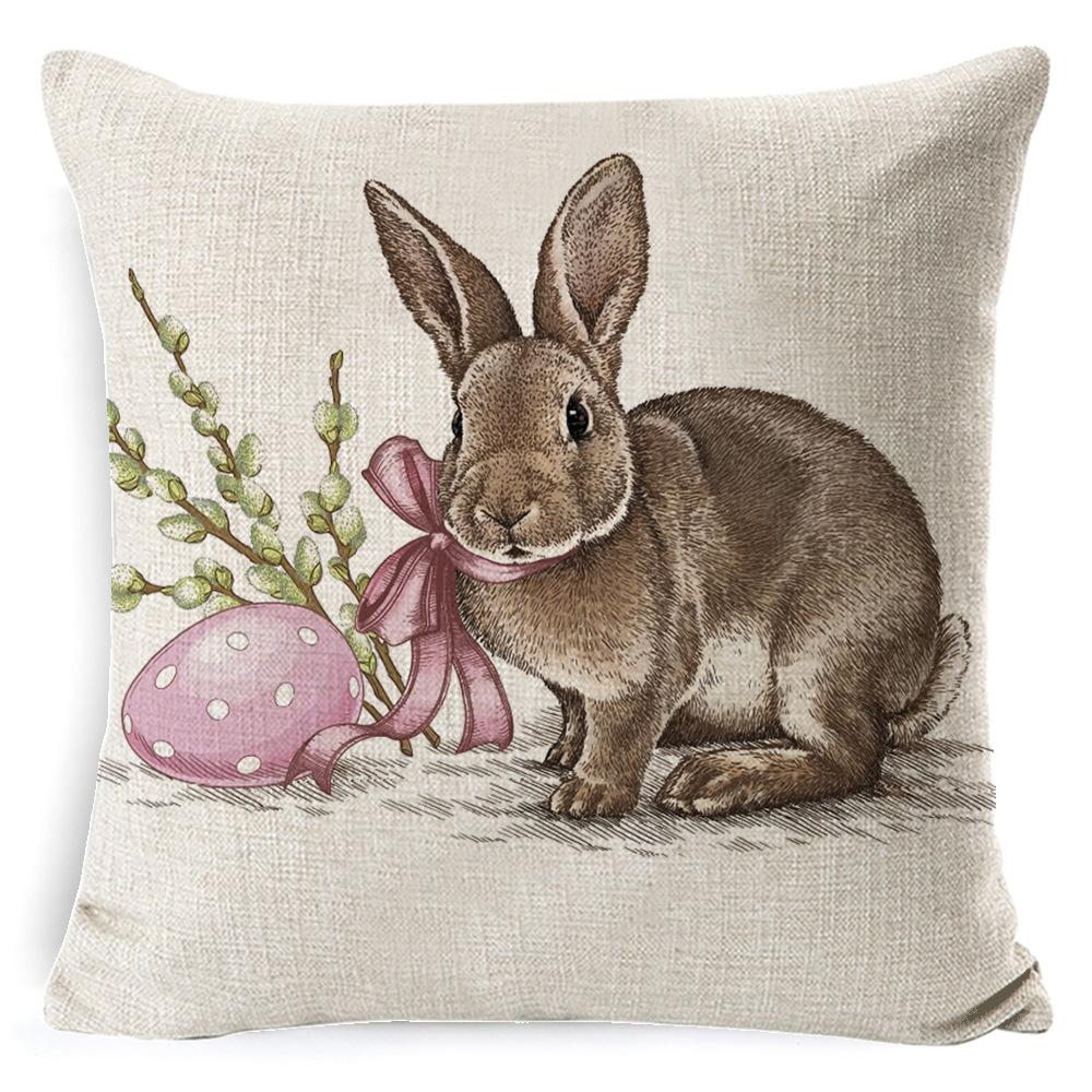 New Digital Printing Easter Theme Pillow Cover Cushion Cover Cute Bunny Truck Animal Pillow Cover