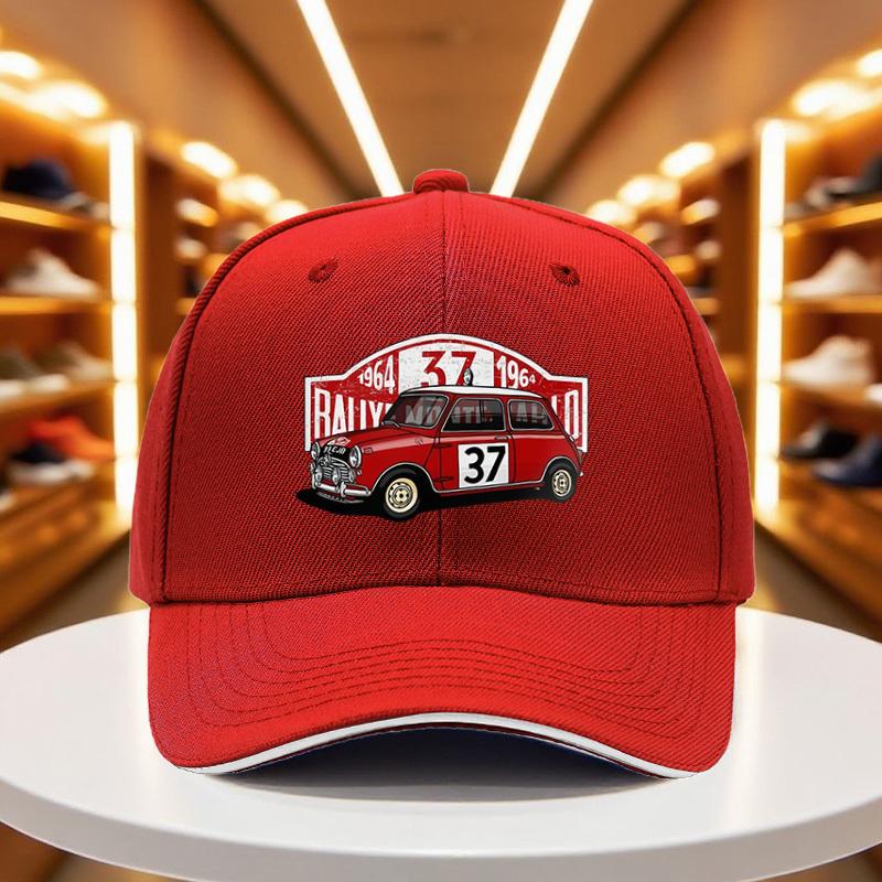 1 Stück 2025 Sommer Herbst Leichte Baseballkappe Klassischer Mini-Auto-Print Atmungsaktives Mesh-Rückenteil Verstellbarer Snapback One Size