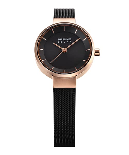 BERING Solar Sapphire Rose Mesh Strap [Officially Imported] Watch, Unisex, Shatter-Resistant, Scratch-Resistant Crystal, Long-Term Warranty,