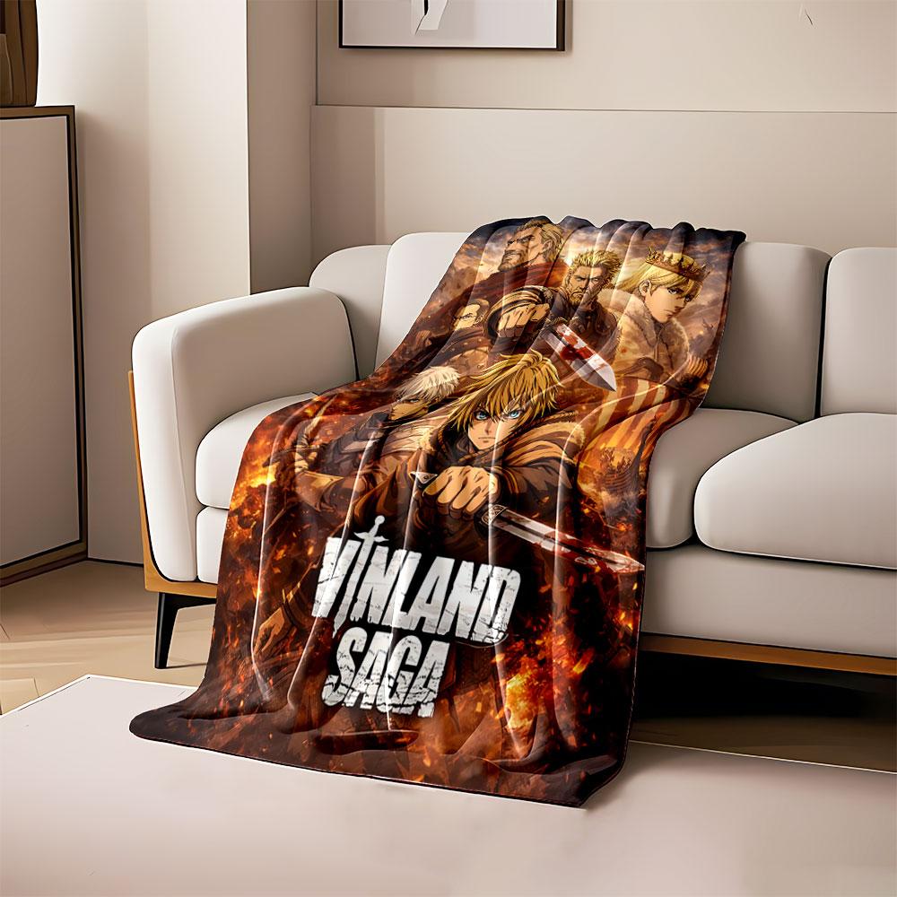 

Fiery Viking battle scene with characters holding bloodied weapons. for all seasons blanket lunch break throw gift 80cm x 120cm