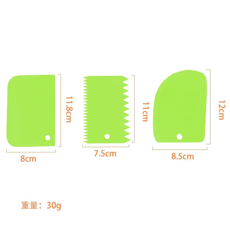 3Pcs Cream Scraper Set Kitchen Baking Cream Cake Scraper Household Dough Cutter DIY Baking Tool Color Scraper