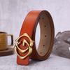 Antique Cowhide Casual Belt Women'S Leather Smooth Buckle Simple Belt