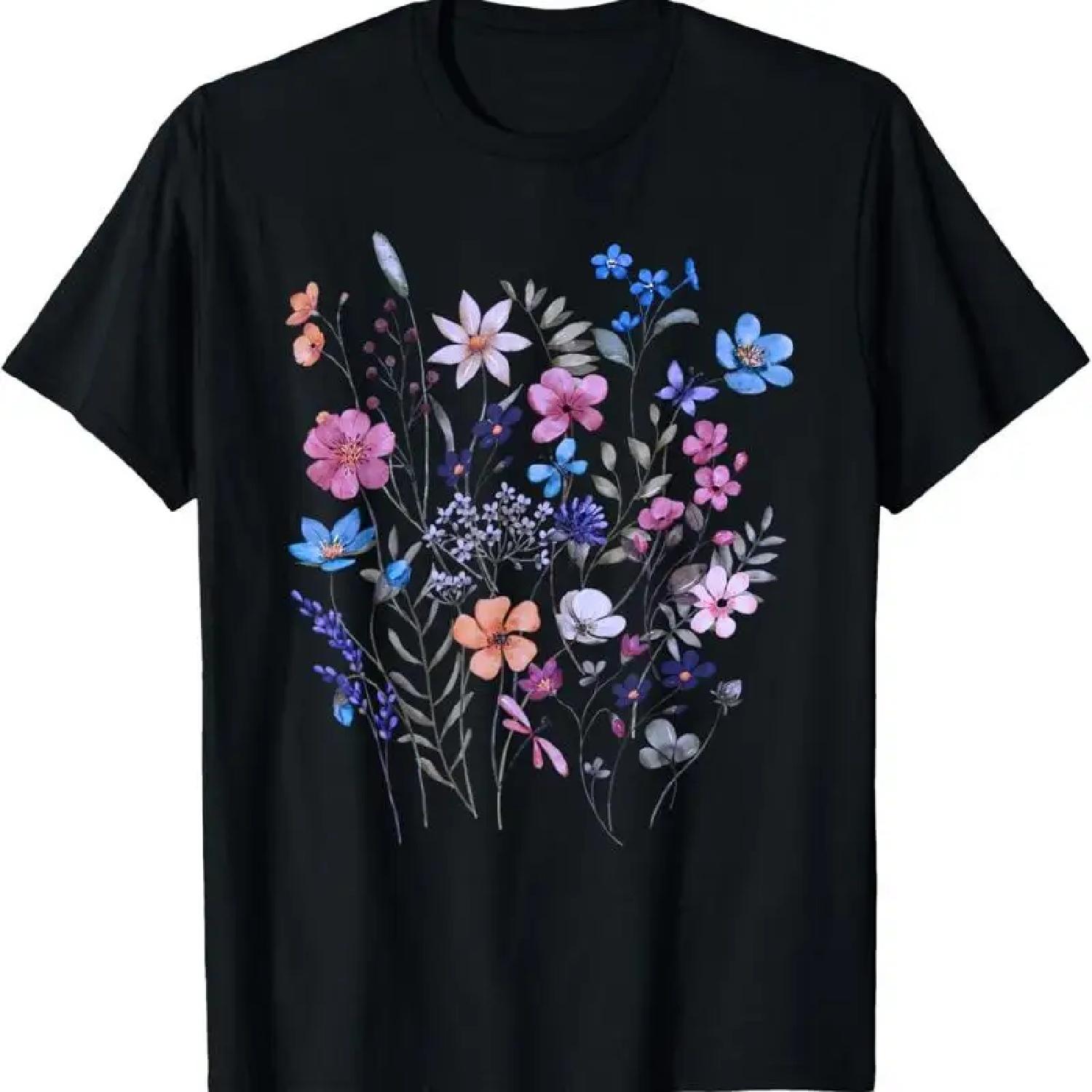 Vintage Flowers Women Wildflower Floral Gardening T Shirt XXXXXL разноцветный