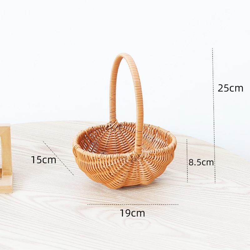 Handwoven Storage Basket Vegetable Flower Plant Hand Baskets Rattan Snack Bread Picnic Basket Desktop Sundries Organizer