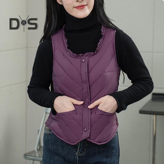 

Осенне-зимний женский жилет, толстый, на подкладке, с U-образным вырезом, без рукавов, однотонный, с присбориванием, однобортный, мягкий, теплый, ветрозащитный, женский жилет L вино красного