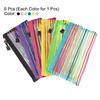 6Pcs A5/B6 Mesh Zipper Pouch Rainbow Color File Bags Colorful Nylon Mesh Document Bag Multipurpose Travel Bags File Organizer