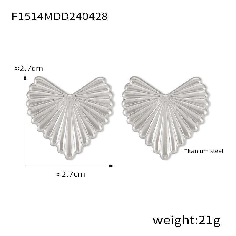 French Retro Style Fashion Temperament Light Luxury Simple Earrings Geometric Folding Fan Titanium Steel Plated 18K Gold Stud Earrings