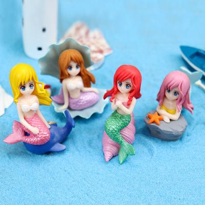 4Pcs/Bag New Creative Mini Cartoon Cute Mermaid Doll Model Fun Home Desktop Decorative Ornaments Children'S Toys Birthday Gift