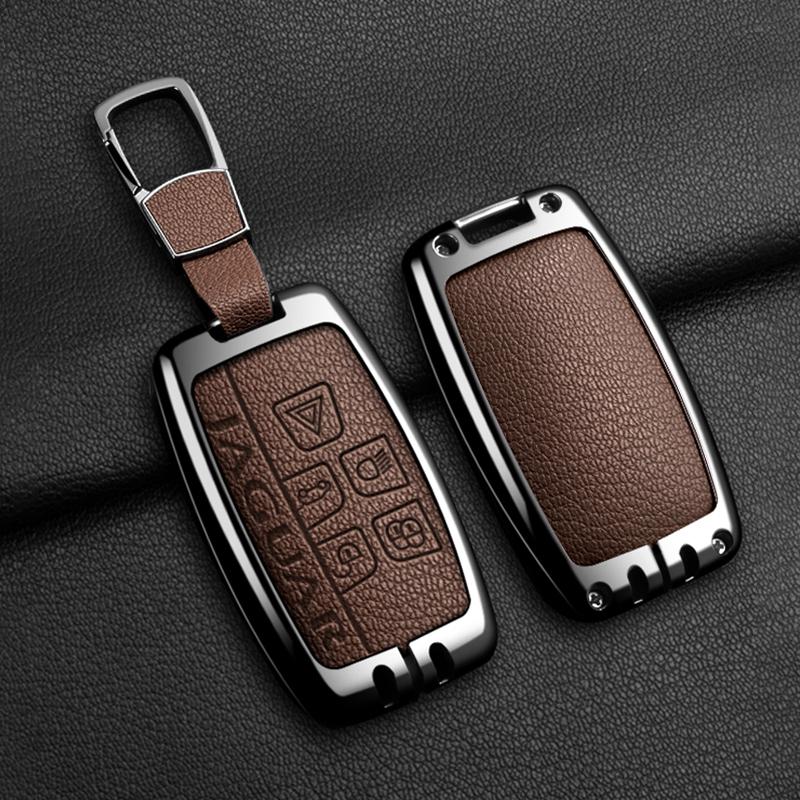 Car Key Case Cover for Jaguar XF XJ XE S-Type F-Type X-Type F-Pace I-Pace E-Pace Android XFR XKR Zinc Alloy Leather Keychain