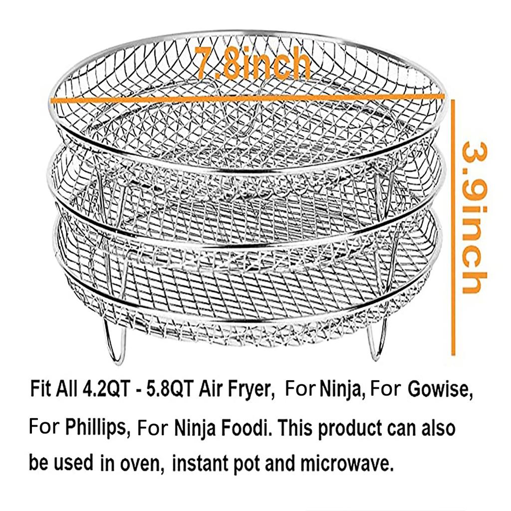 Air Fryer Accessories Baking Rack Stackable BBQ Metal Oven Grill Rack Food Frying Basket Multipurpose for Baking Cooking Tool