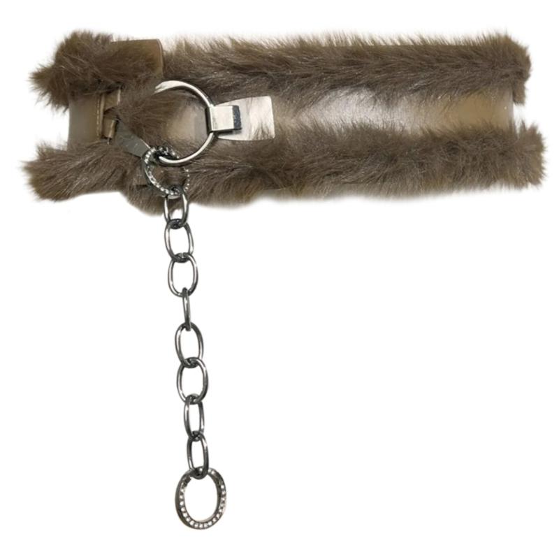 Luxurious Adjustable Leather Belt Gothicism Rhinestones Decorative Waistband for Parties and Event коричневый