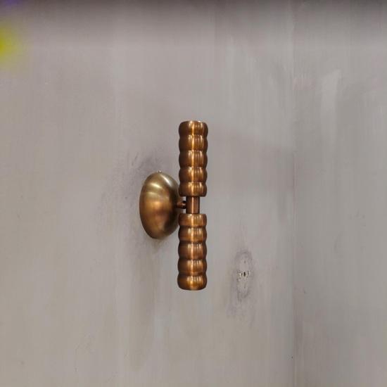 Handcrafted Brass Wall Sconce Pair: Cylindrical Double-Light Fixture