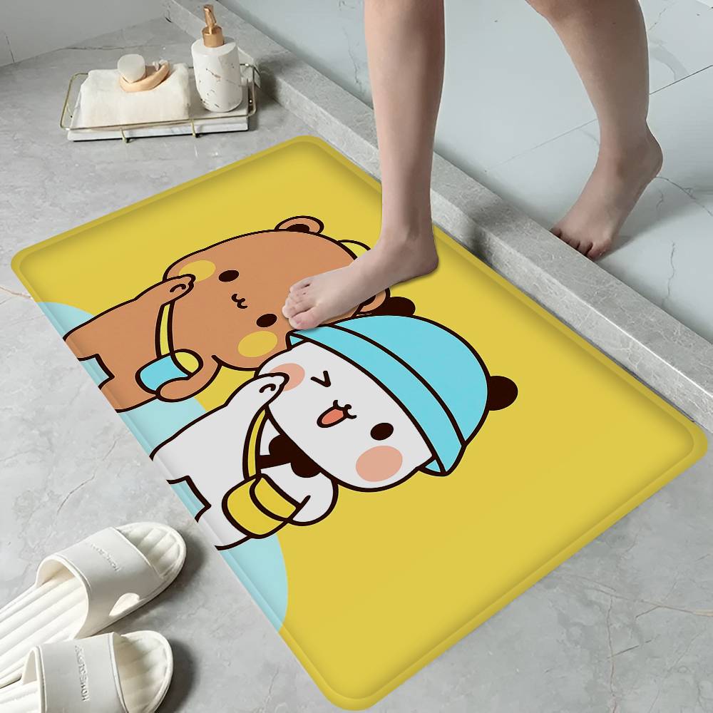Bear Cartoon Kawaii D-Dudu B-Bubu Door Mat Washable Non-Slip Living Room Sofa Chairs Area Mat Kitchen Doormat Area Rug