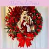 Elegant Handcrafted Red Cross Star Lantern Christmas Wreath With Jesus And Virgin Mary Festive Holiday Decor