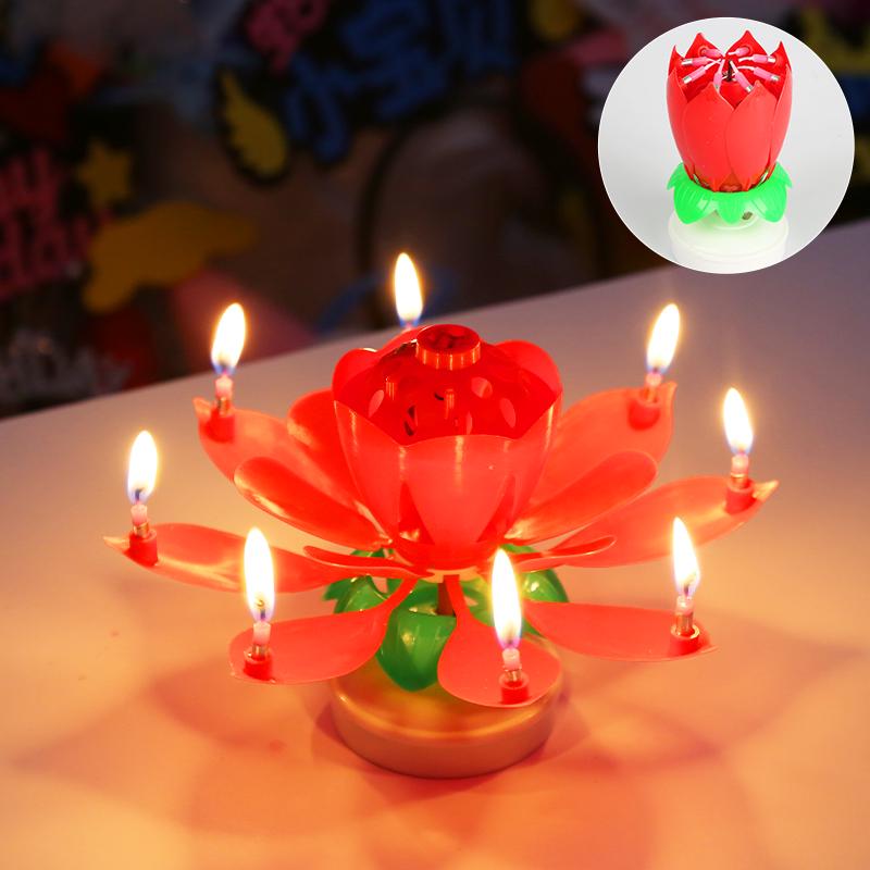 Musical Rotating Lotus Birthday Cake Candle - Sings & Blooms, Perfect for Kids & Celebrations