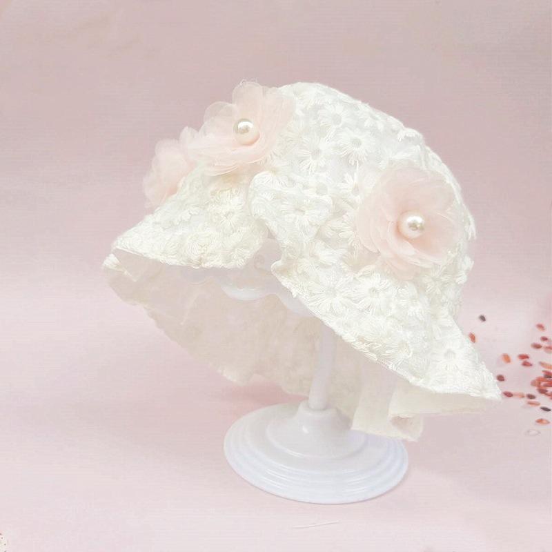 Amoi Baby Hat Princess Sweet Lace Flower Bucket Hat Baby Child Basin Hat Baby Girl Sunshade Sunscreen